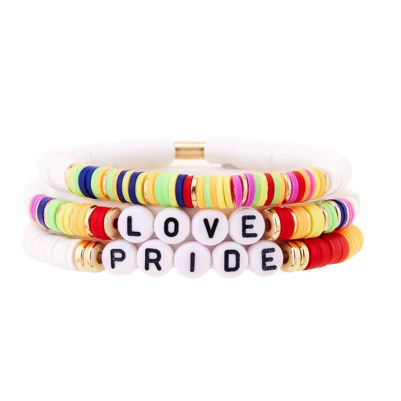Love Wins Rainbow Beaded Pride Bracelet.