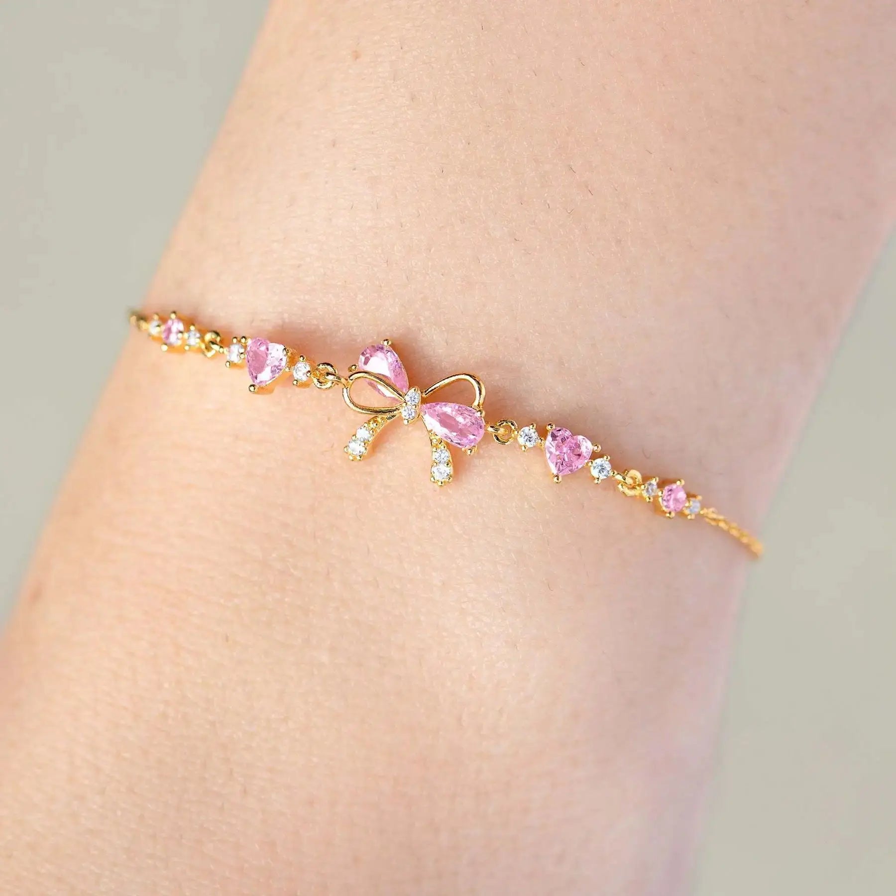Exquisite Sweet Pink Bowknot Bracelet