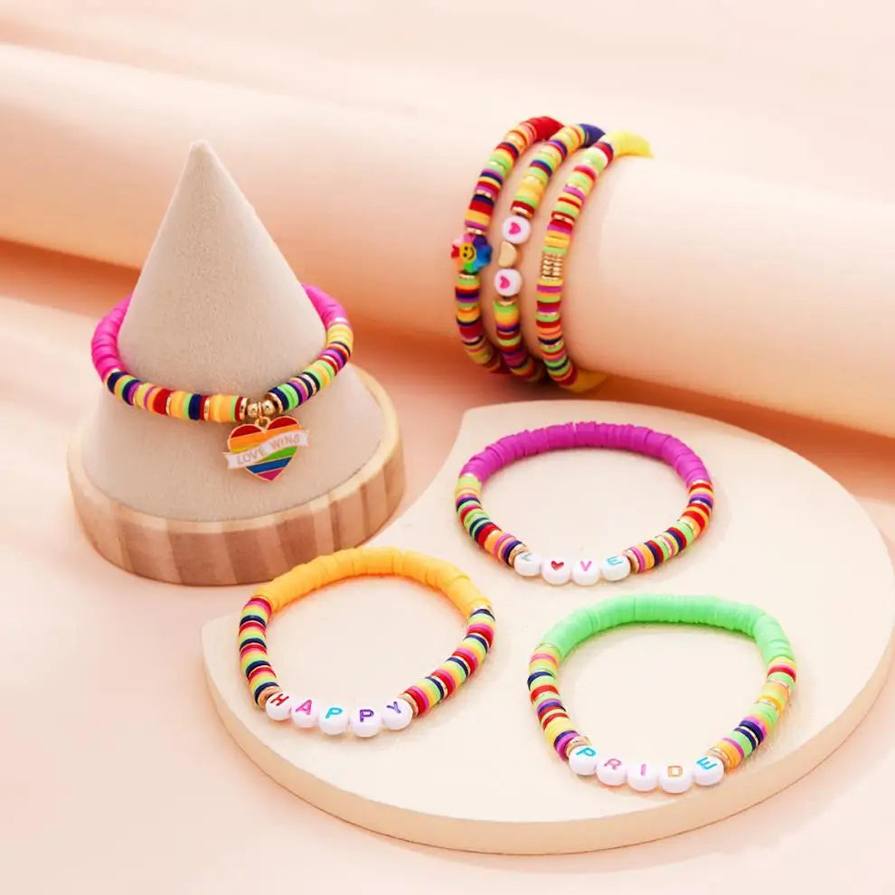 Love Wins Rainbow Beaded Pride Bracelet.