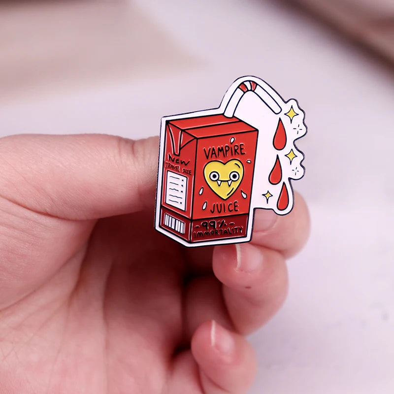 Vampire Juice Enamel Pin — Spooky Cute Juice Box