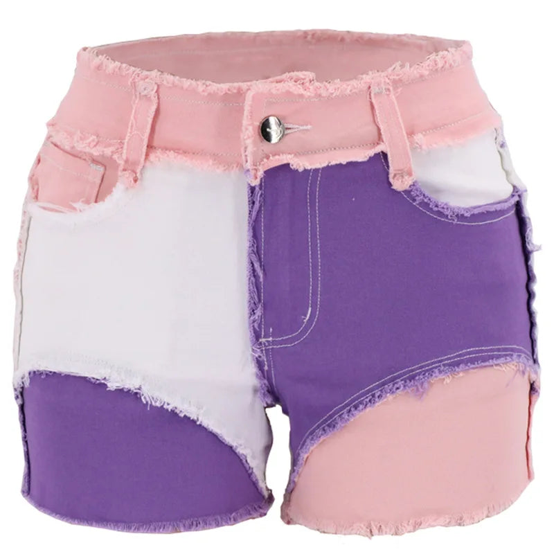 Patch Pop Fray-Trim Color-Block Jeans.