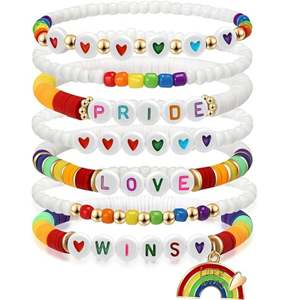 Love Wins Rainbow Beaded Pride Bracelet.