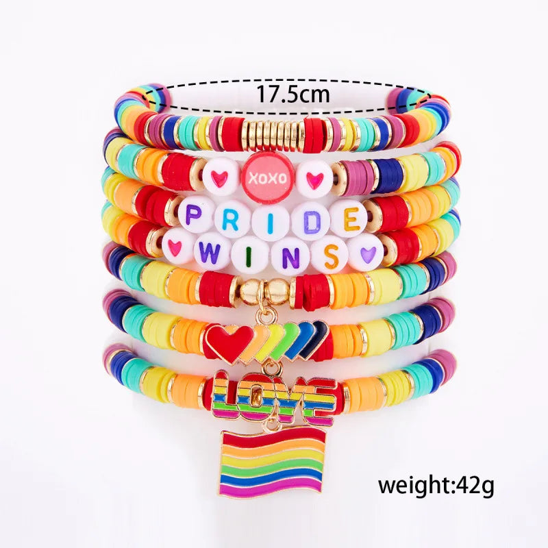 Love Wins Rainbow Beaded Pride Bracelet.