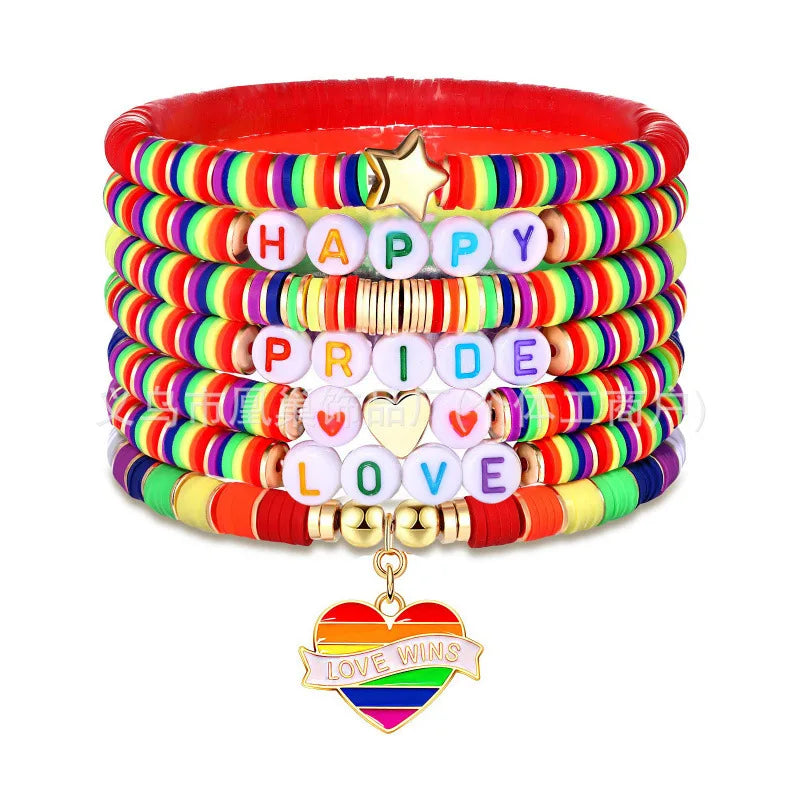 Love Wins Rainbow Beaded Pride Bracelet.