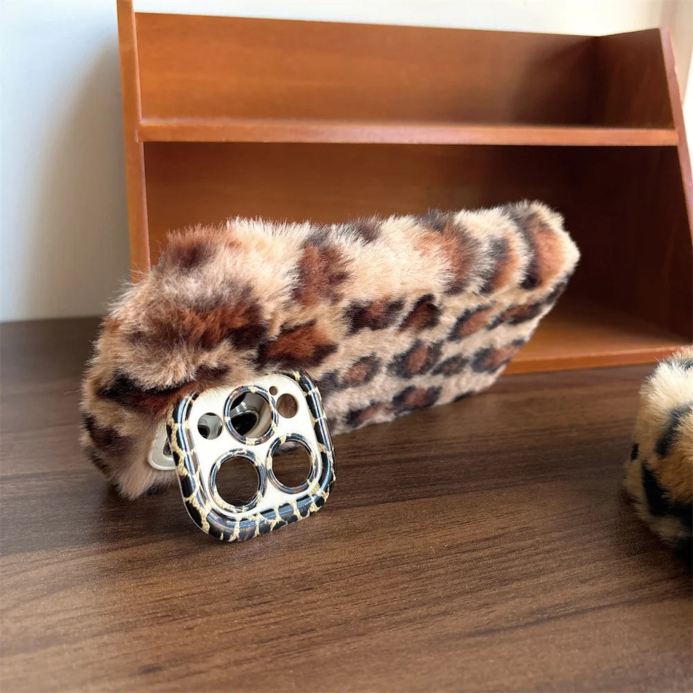 Fashion Leopard Fluffy Fur iPhone Case