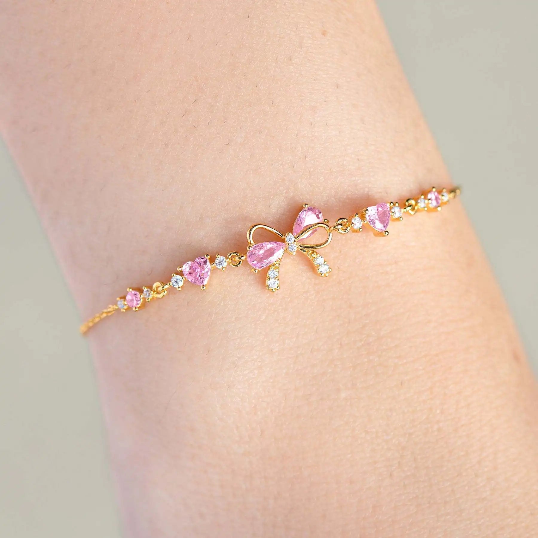 Exquisite Sweet Pink Bowknot Bracelet