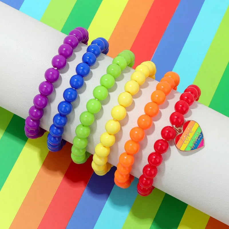 Love Wins Rainbow Beaded Pride Bracelet.