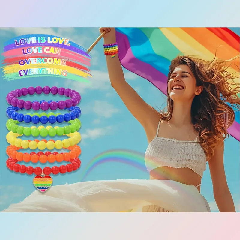 Love Wins Rainbow Beaded Pride Bracelet.