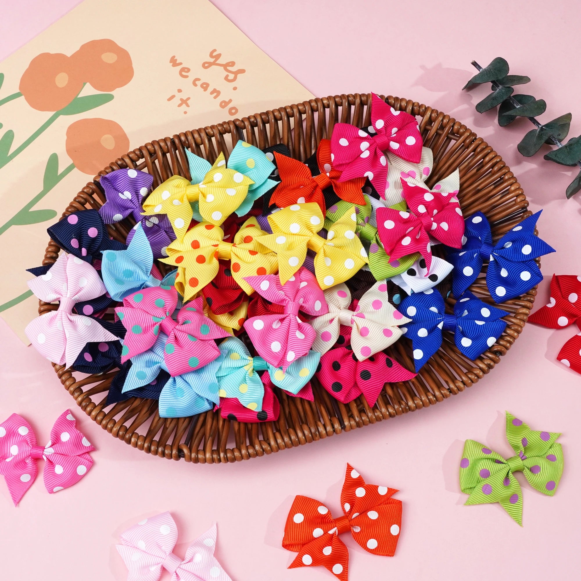 Polka Dot Cutie Mini Bow Clip Set (40pcs).