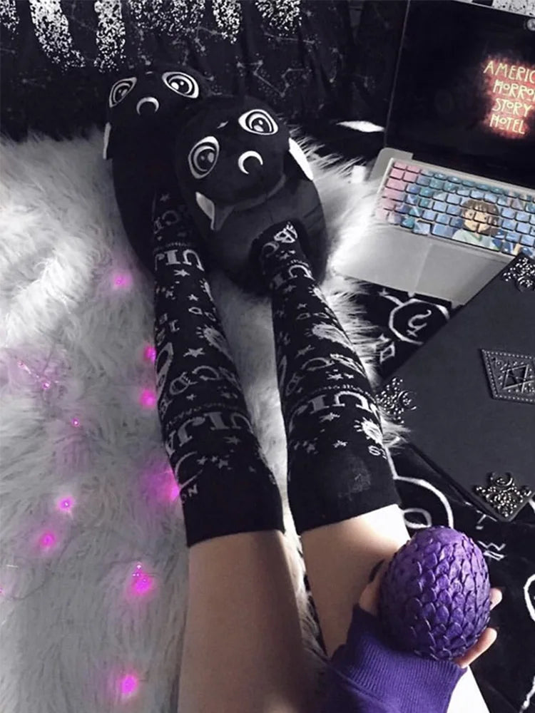 Dark Magic Star Moon Gothic Socks