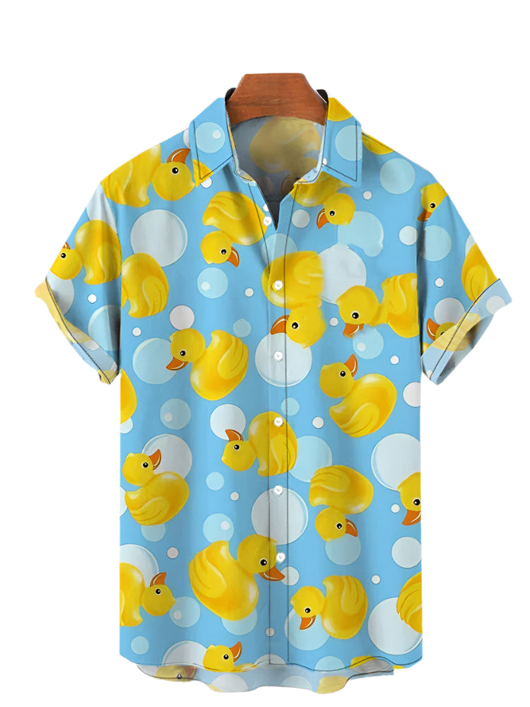 Duck Attack Harajuku Shirt — Cartoon Chaos Button-Up