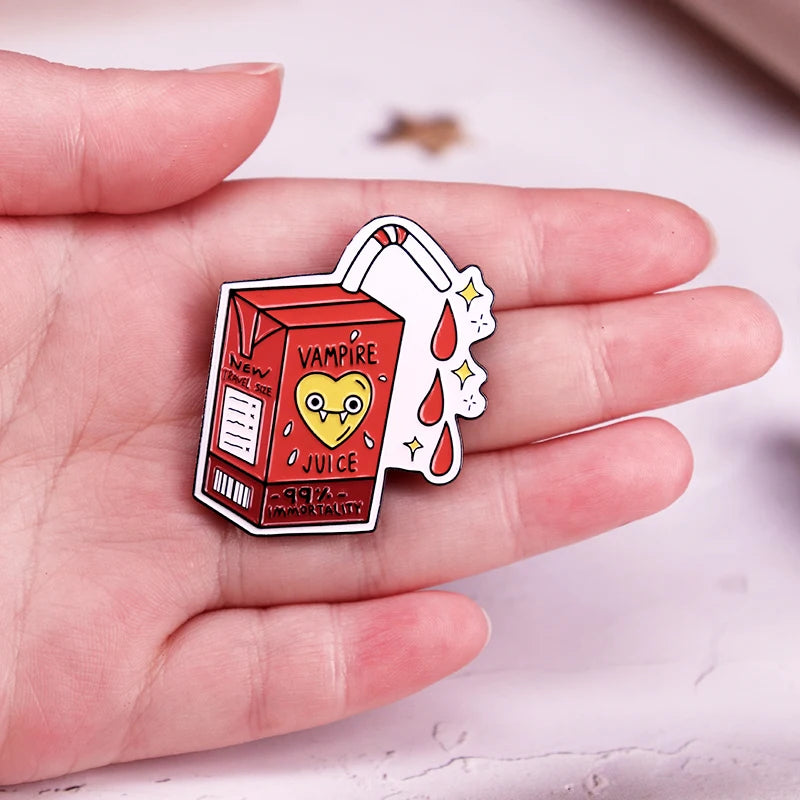 Vampire Juice Enamel Pin — Spooky Cute Juice Box