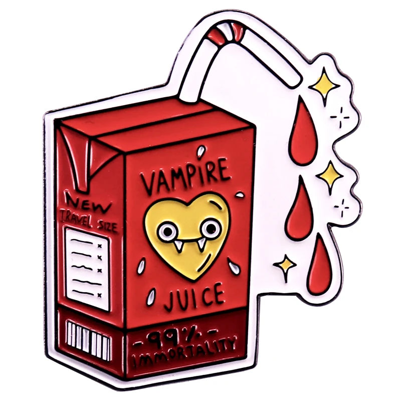 Vampire Juice Enamel Pin — Spooky Cute Juice Box