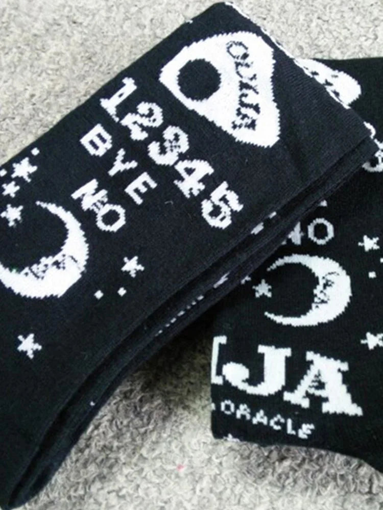 Dark Magic Star Moon Gothic Socks