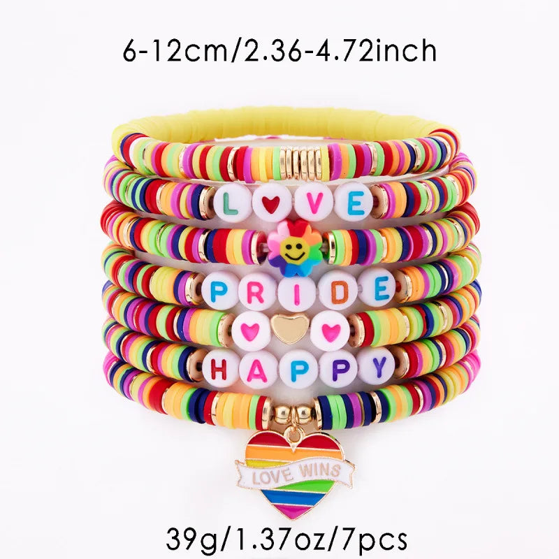 Love Wins Rainbow Beaded Pride Bracelet.