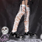 Ragged Rebel Stockings – Y2K Gothic Torn Strap Tights
