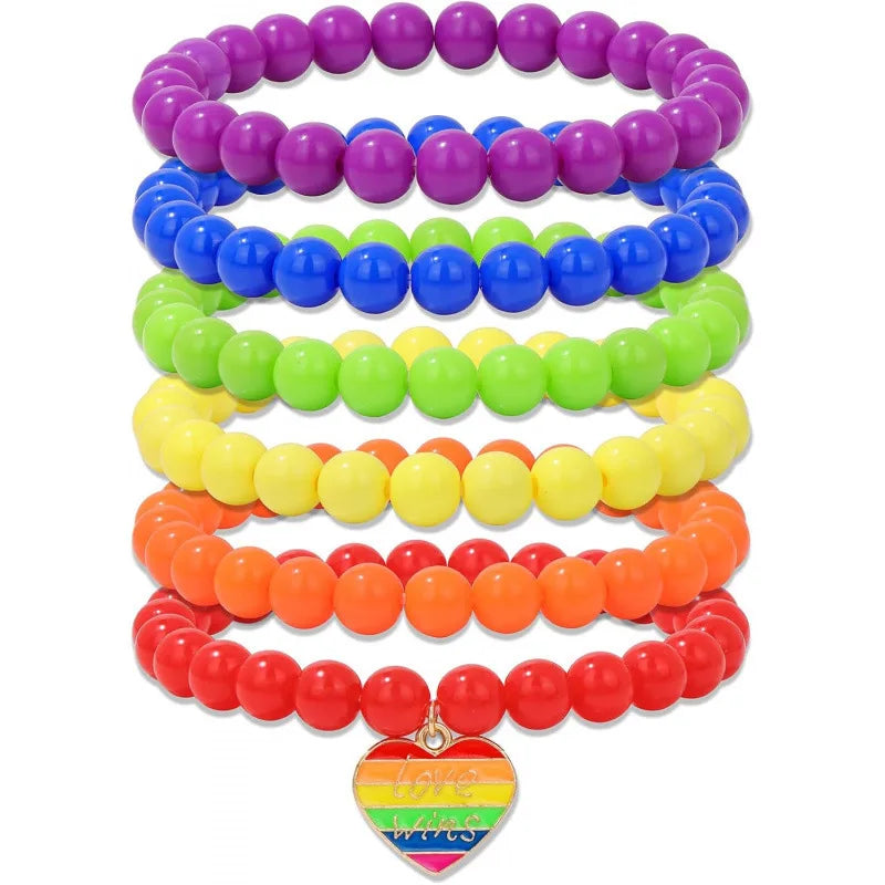 Love Wins Rainbow Beaded Pride Bracelet.