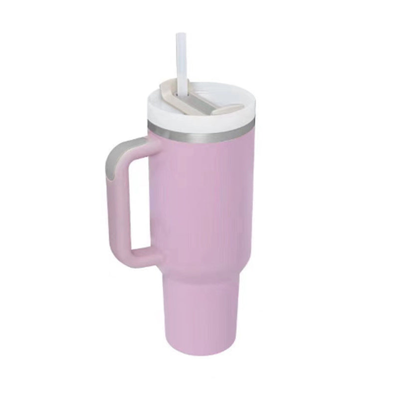 Heart Sip 40oz Insulated Tumbler | Spill-Proof Stainless Steel Travel Cup with Straw & Handle