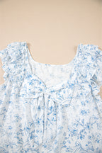 Blueberry Bloom Blouse — Ruffle & Bow Back.