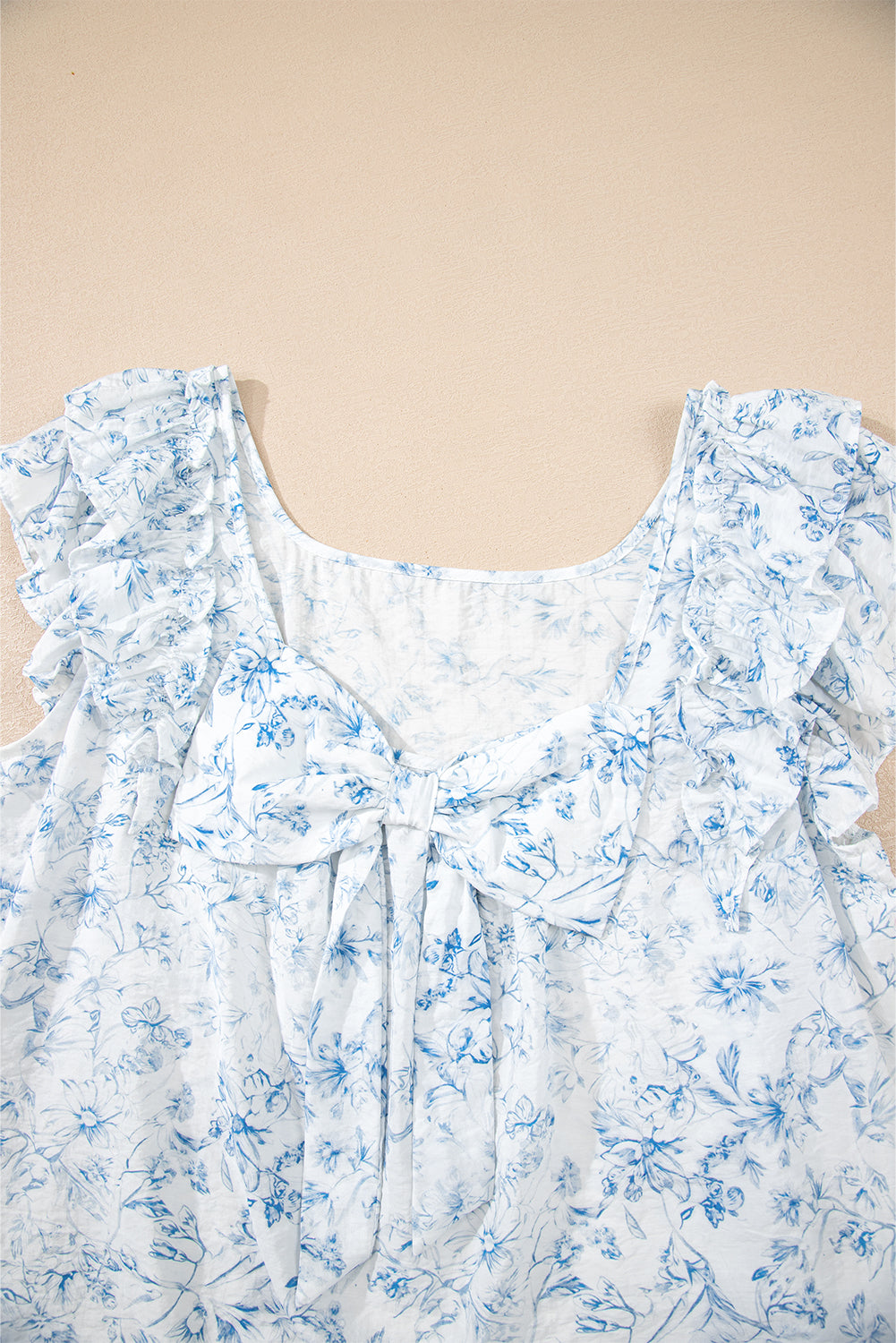 Blueberry Bloom Blouse — Ruffle & Bow Back.