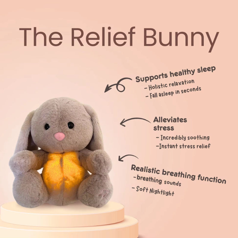 Snuggle Breath Bunny Plush | Sensory Soother with Calming Music Night Light & Gentle Breathing