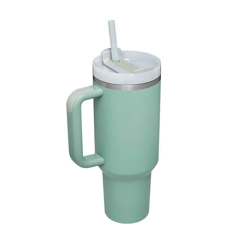 Heart Sip 40oz Insulated Tumbler | Spill-Proof Stainless Steel Travel Cup with Straw & Handle