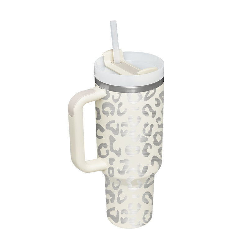 Heart Sip 40oz Insulated Tumbler | Spill-Proof Stainless Steel Travel Cup with Straw & Handle