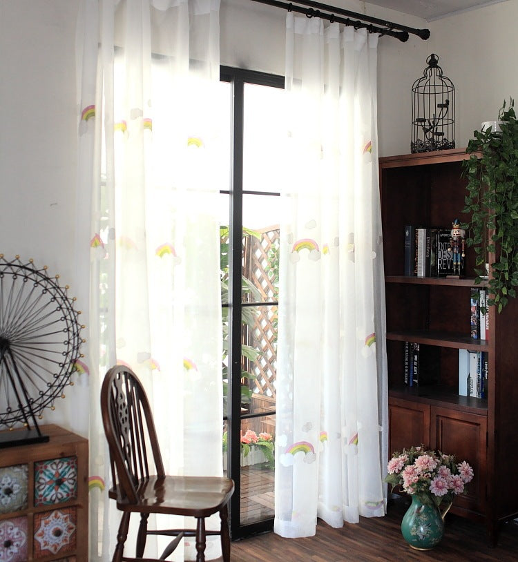 Pastel Rainbow Mesh Curtains.
