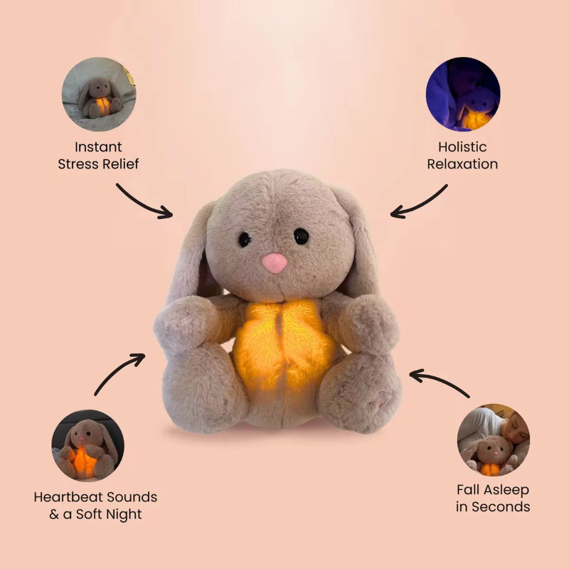 Snuggle Breath Bunny Plush | Sensory Soother with Calming Music Night Light & Gentle Breathing