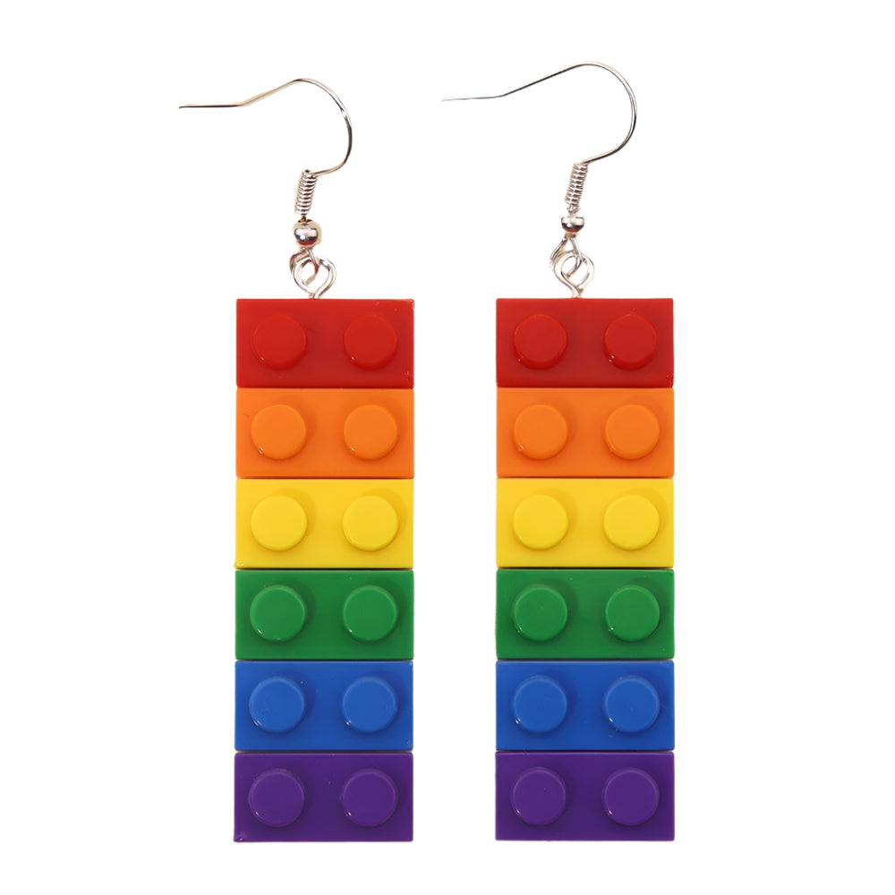 Brick Babe Rainbow Building Block Earrings