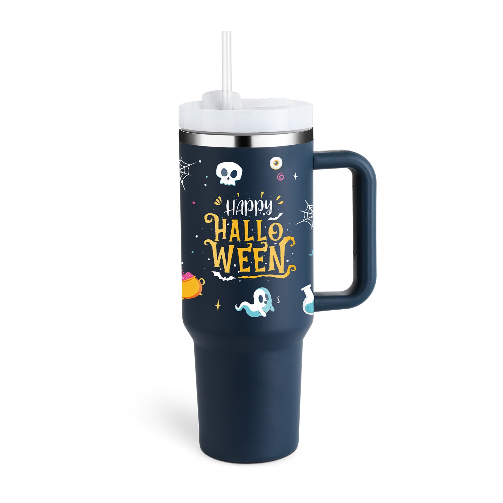 Heart Sip 40oz Insulated Tumbler | Spill-Proof Stainless Steel Travel Cup with Straw & Handle