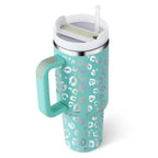 Heart Sip 40oz Insulated Tumbler | Spill-Proof Stainless Steel Travel Cup with Straw & Handle