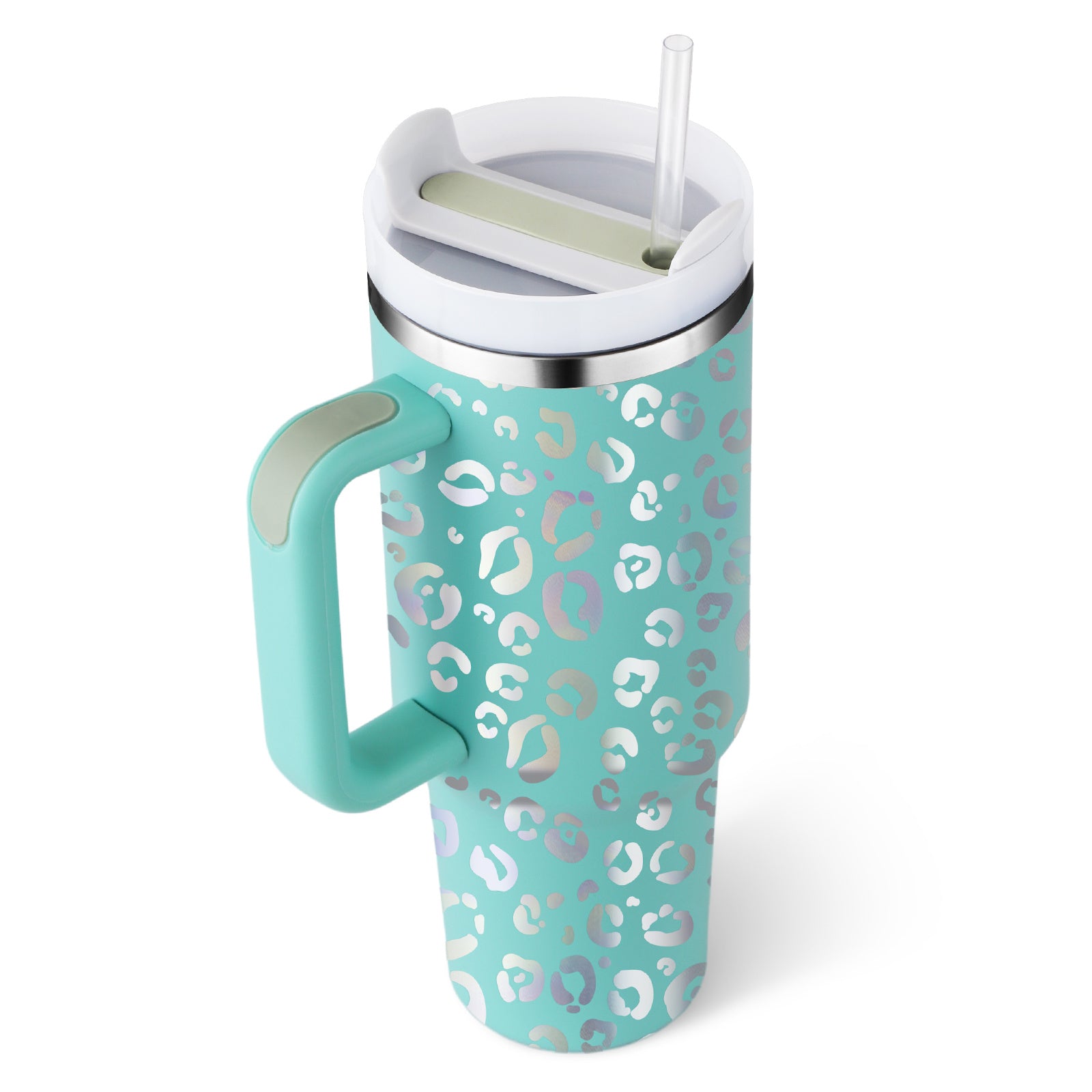 Heart Sip 40oz Insulated Tumbler | Spill-Proof Stainless Steel Travel Cup with Straw & Handle