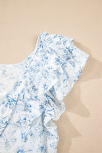 Blueberry Bloom Blouse — Ruffle & Bow Back.