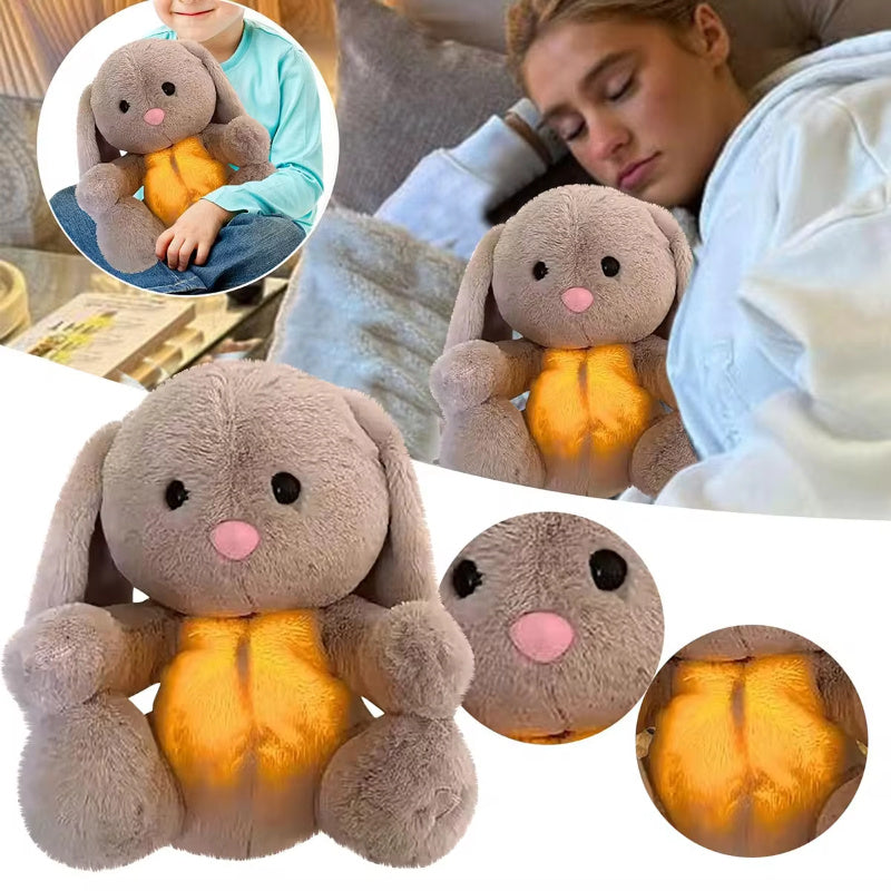 Snuggle Breath Bunny Plush | Sensory Soother with Calming Music Night Light & Gentle Breathing