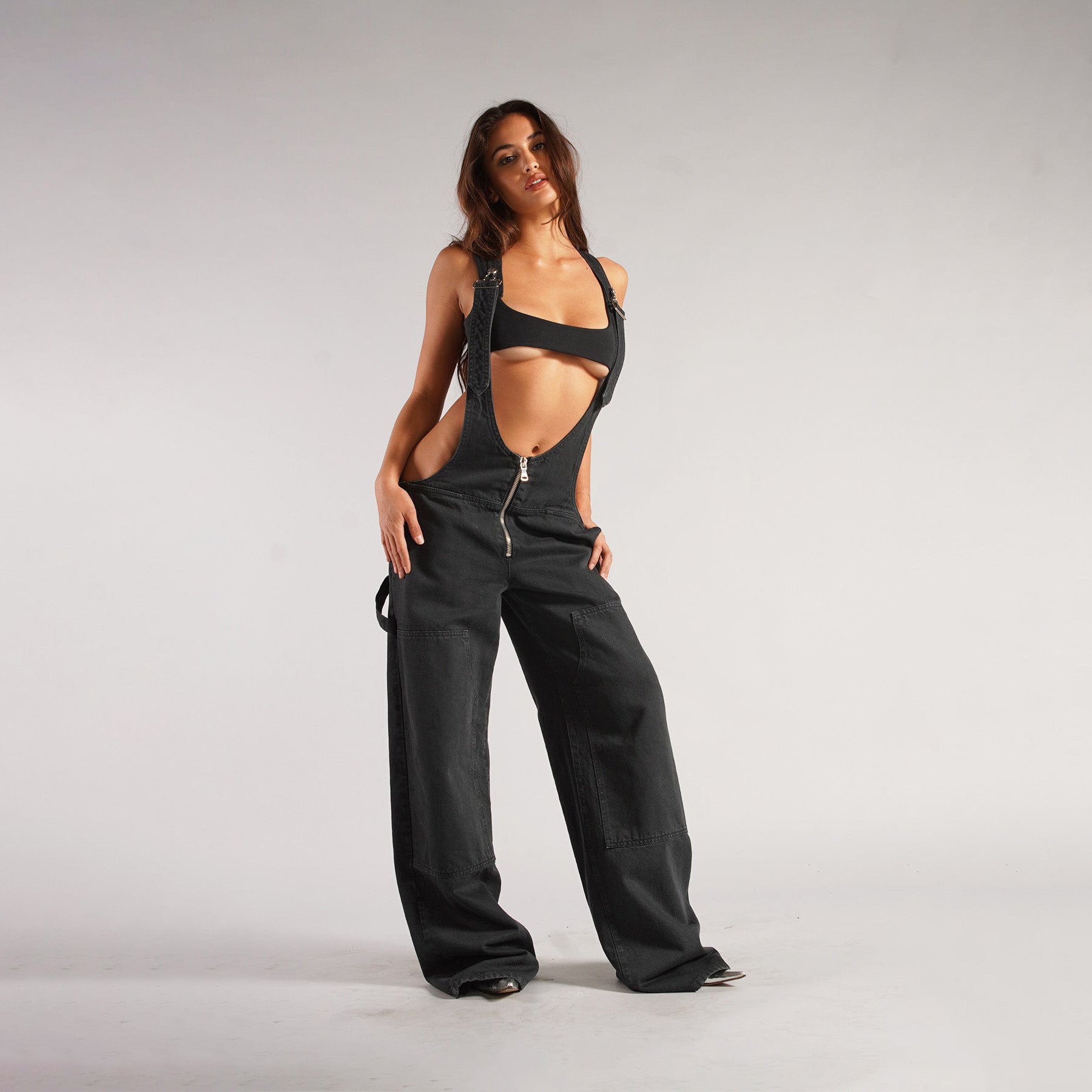 Retro Zip Denim Overalls | Y2K Suspender Streetwear