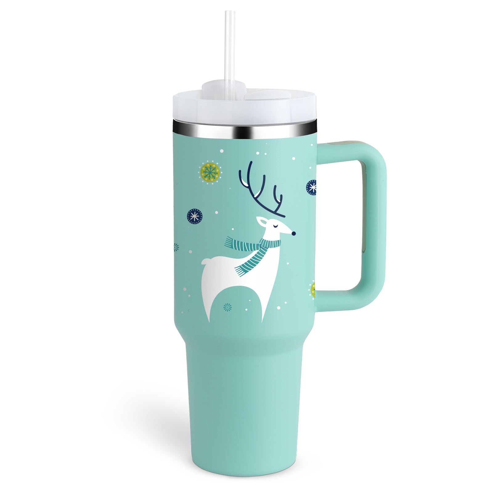 Heart Sip 40oz Insulated Tumbler | Spill-Proof Stainless Steel Travel Cup with Straw & Handle
