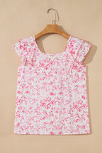 Blueberry Bloom Blouse — Ruffle & Bow Back.