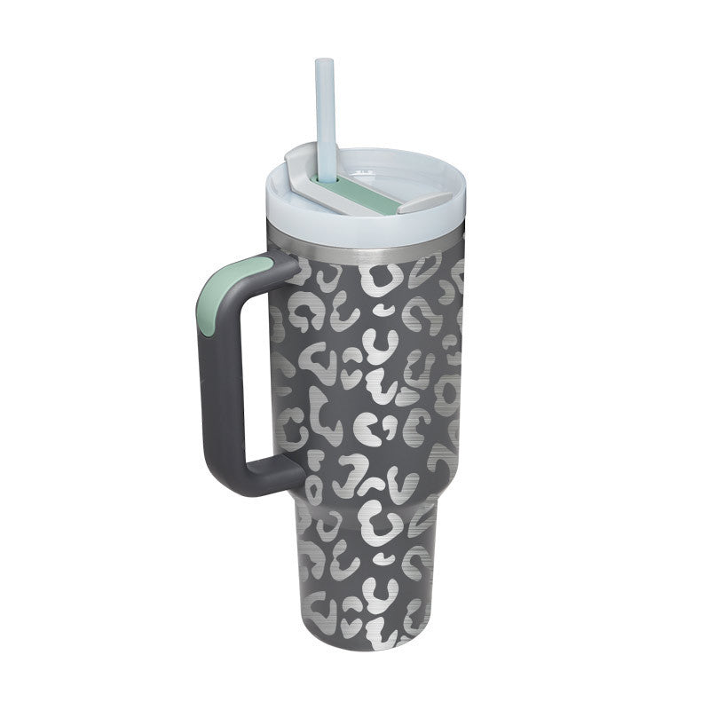 Heart Sip 40oz Insulated Tumbler | Spill-Proof Stainless Steel Travel Cup with Straw & Handle
