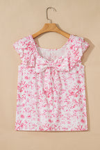 Blueberry Bloom Blouse — Ruffle & Bow Back.
