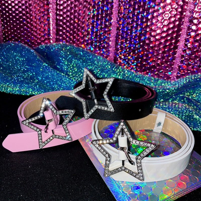 Spicy Girl Star Buckle Belt | Y2K PU Leather Waist Belt