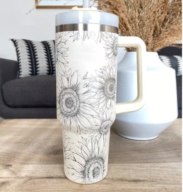 Heart Sip 40oz Insulated Tumbler | Spill-Proof Stainless Steel Travel Cup with Straw & Handle