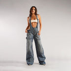 Retro Zip Denim Overalls | Y2K Suspender Streetwear