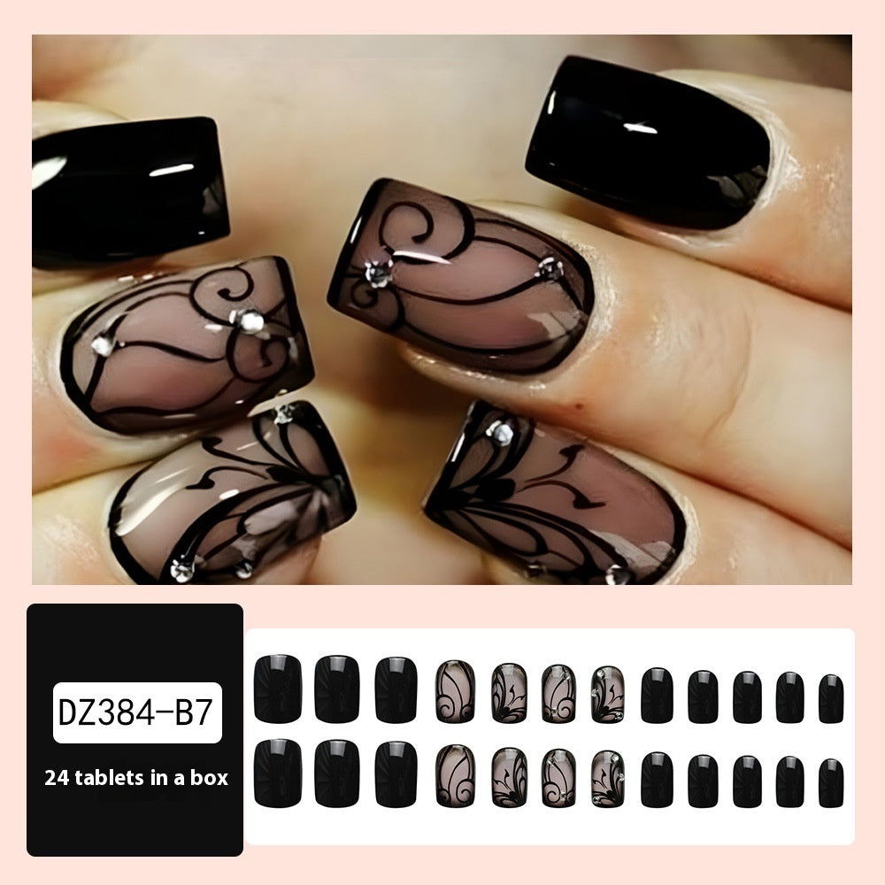 Black Vine Press-On Nails
