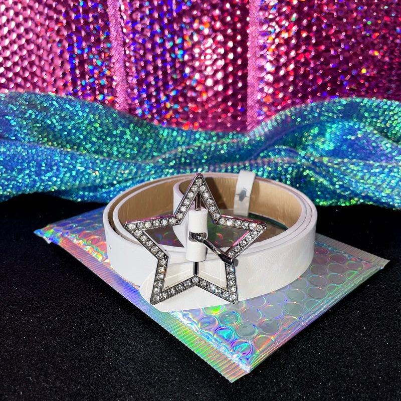 Spicy Girl Star Buckle Belt | Y2K PU Leather Waist Belt