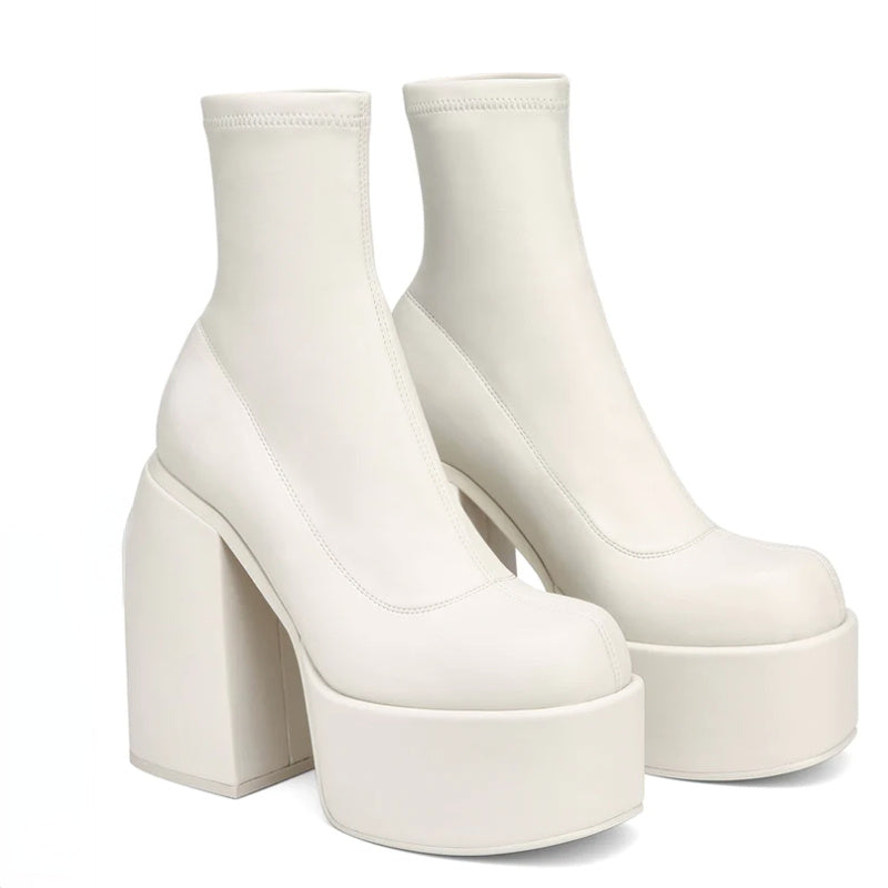 Sky Stomp Chunky Platform Boots | High Heel Side-Zip