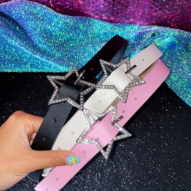 Spicy Girl Star Buckle Belt | Y2K PU Leather Waist Belt
