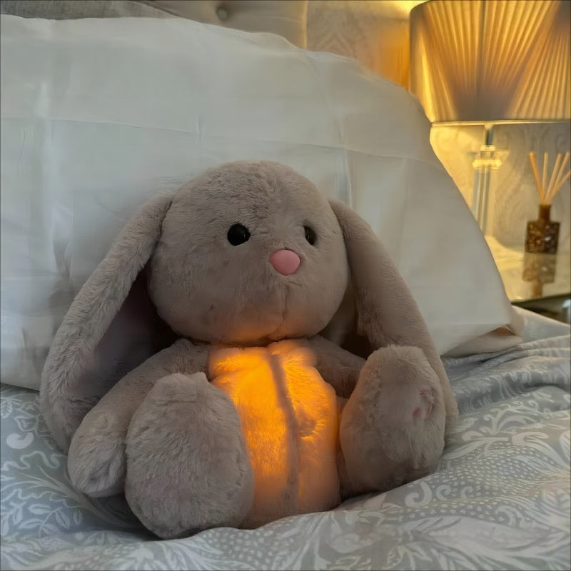 Snuggle Breath Bunny Plush | Sensory Soother with Calming Music Night Light & Gentle Breathing