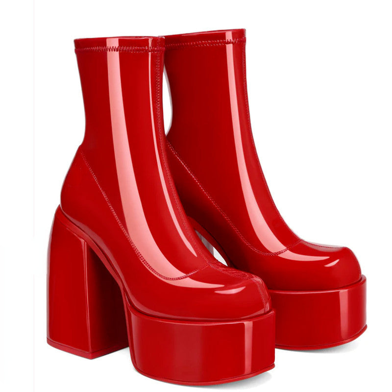 Sky Stomp Chunky Platform Boots | High Heel Side-Zip