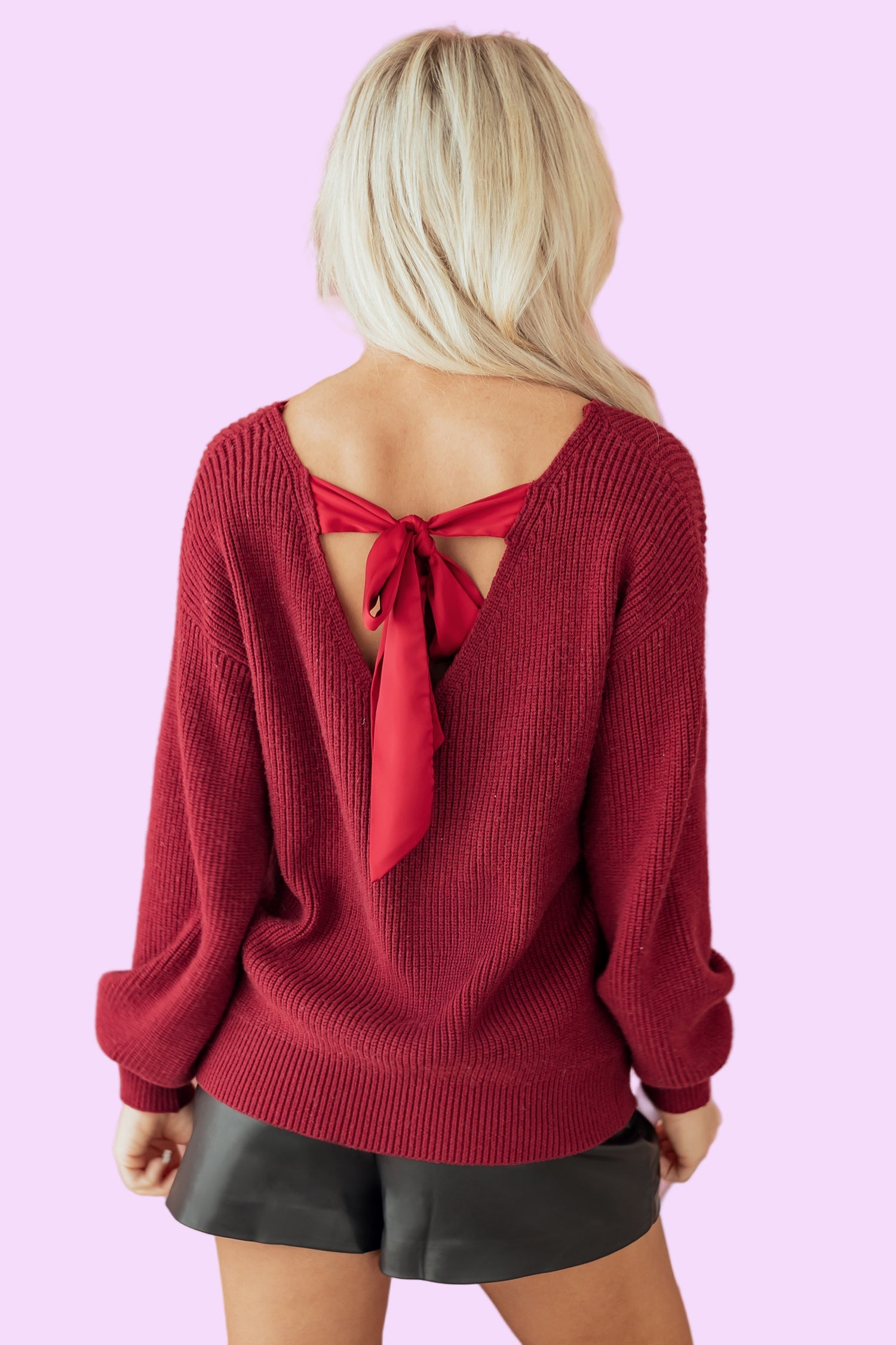 Ribbon Knot Drop Shoulder Sweater